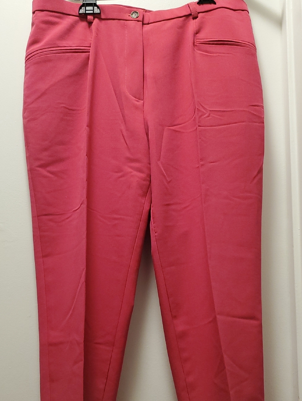 Straight-Leg Pink Stretch Tailored Pants